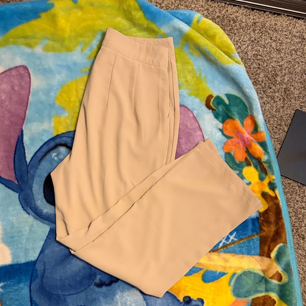 Classic Wide-Leg Dress Pants in Beige
